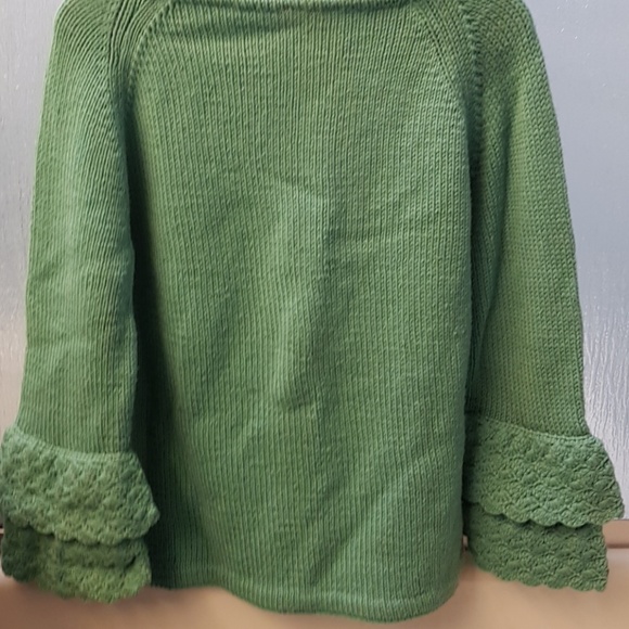 Green vintage handknit sweater skirt set bell slee - Picture 3 of 7